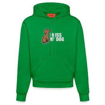 I Miss My Dog Dog Lover Dogs Love Joke Logo - Organic Fitted Hoodie Made in EU - City Green - Front