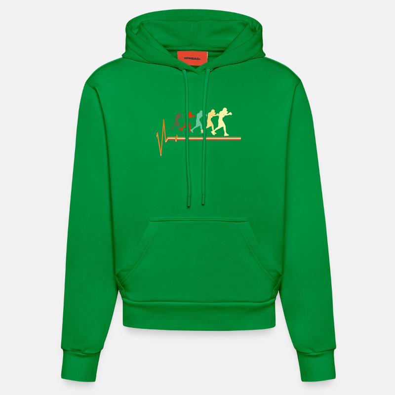 Boxe Heartbeat Evolution Rétro Fighter Design - Sweat à capuche bio ajusté fabriqué en UE - City Green