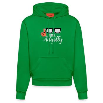 To Actually Funny Nerd Smartass Saying Logo - Organic Fitted Hoodie Made in EU - City Green - Front