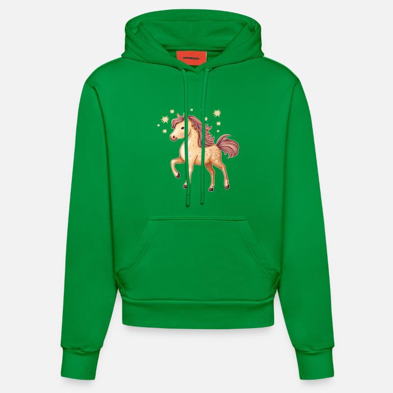 Cheval mignon avec des étoiles - Sweat à capuche bio ajusté fabriqué en UE - City Green