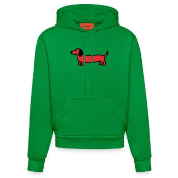 Hunting Dog Dachshund Profile Vector - Organic Fitted Hoodie Made in EU - City Green - Front