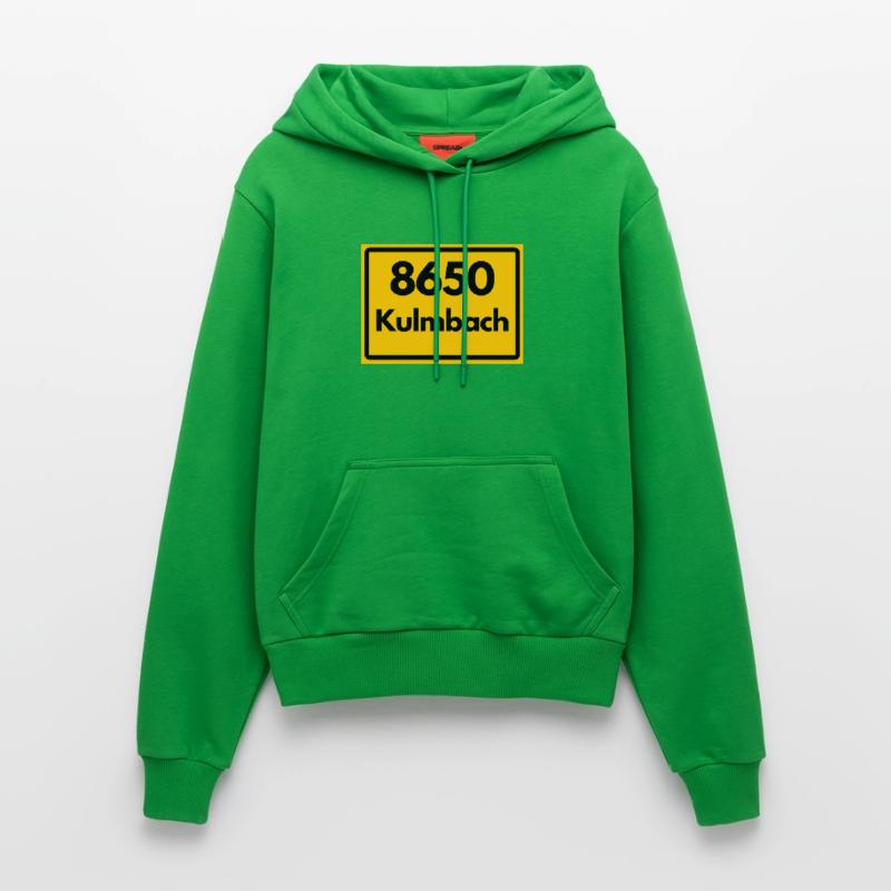 OLD POSTCODE ZIP CODE 8650 KULMBACH HEIMATSTOLZ Organic Fitted Hoodie Made in EU