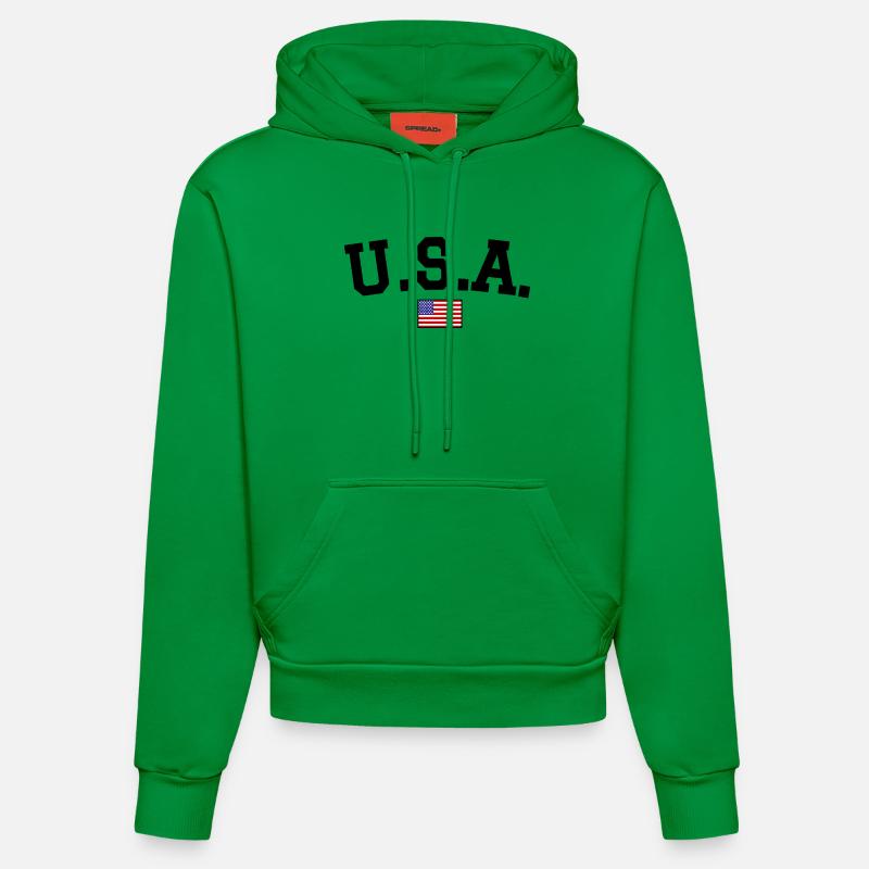 Drapeau américain Noir - Sweat à capuche bio ajusté fabriqué en UE - City Green