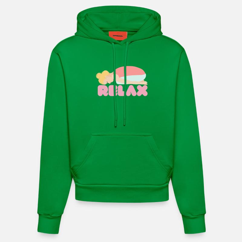 Pastel Sleep Relax Illustration - Sweat à capuche bio ajusté fabriqué en UE - City Green