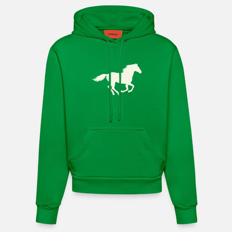 Silhouette de l’étalon sauteur - Sweat à capuche bio ajusté fabriqué en UE - City Green