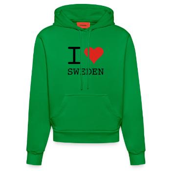 I LOVE SWEDEN Schweden - Organic Fitted Hoodie Made in EU - City Green - Front