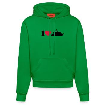 I love my yacht - Ich liebe meine Yacht - Organic Fitted Hoodie Made in EU - City Green - Vorne
