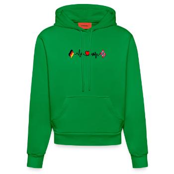 Cardio coeur avec drapeau Allemagne et drapeau Norvège - Sweat à capuche bio ajusté fabriqué en UE - City Green - Devant