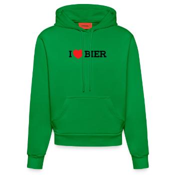 I love Bier (Farben änderbar) - Organic Fitted Hoodie Made in EU - City Green - Vorne