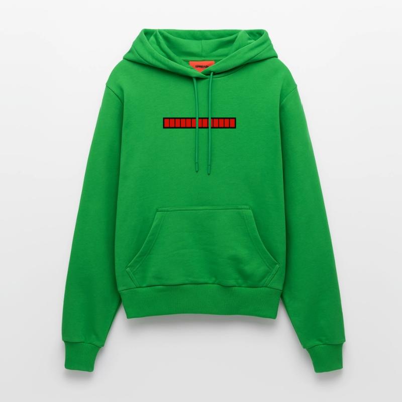 Rectangle loading bar Black Red (100%) Organic Fitted Hoodie Made in EU