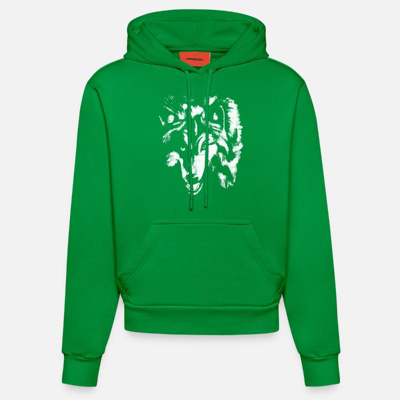 Le loup blanc - Sweat à capuche bio ajusté fabriqué en UE - City Green