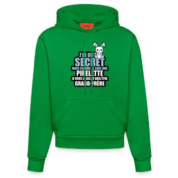 j'ai un secret je vais être grand-frère - Sweat à capuche bio ajusté fabriqué en UE - City Green - Devant