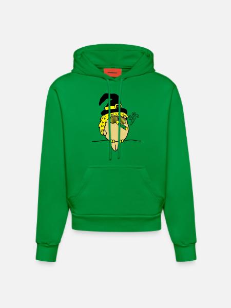 bird_witch_smoke_02 - Organic Fitted Hoodie Made in EU - City Green