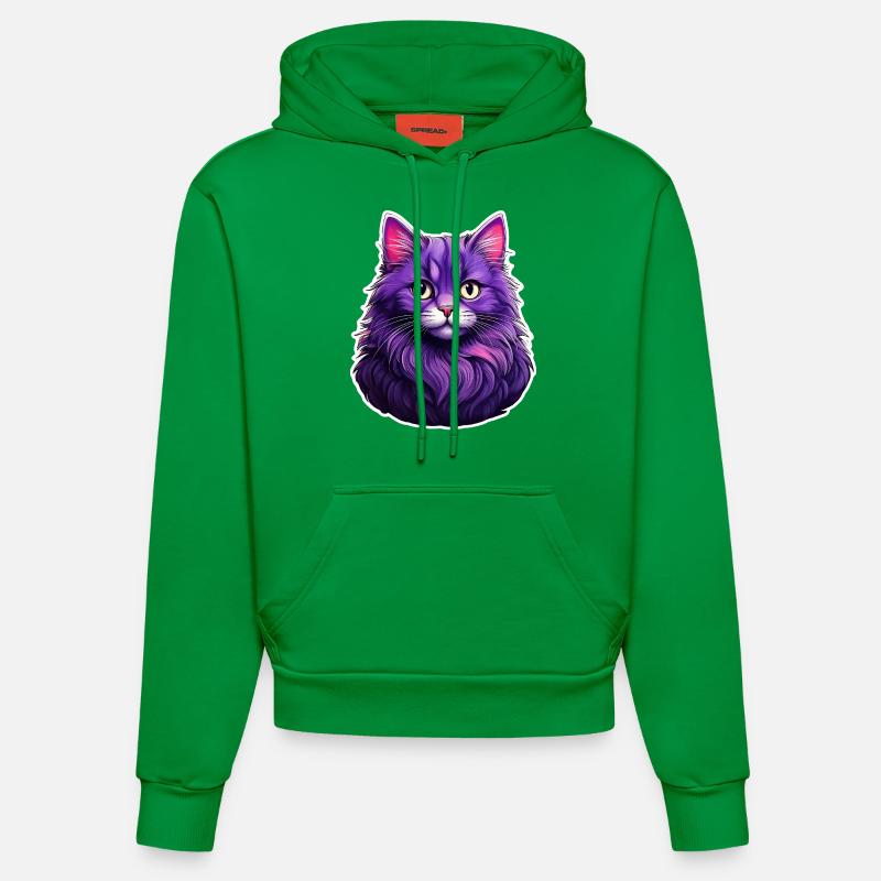 Chat Design Moderne Violet - Sweat à capuche bio ajusté fabriqué en UE - City Green