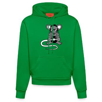 Maus DJ Sonnenbrille Kopfhörer Party Feiern Musik - Organic Fitted Hoodie Made in EU - City Green - Vorne