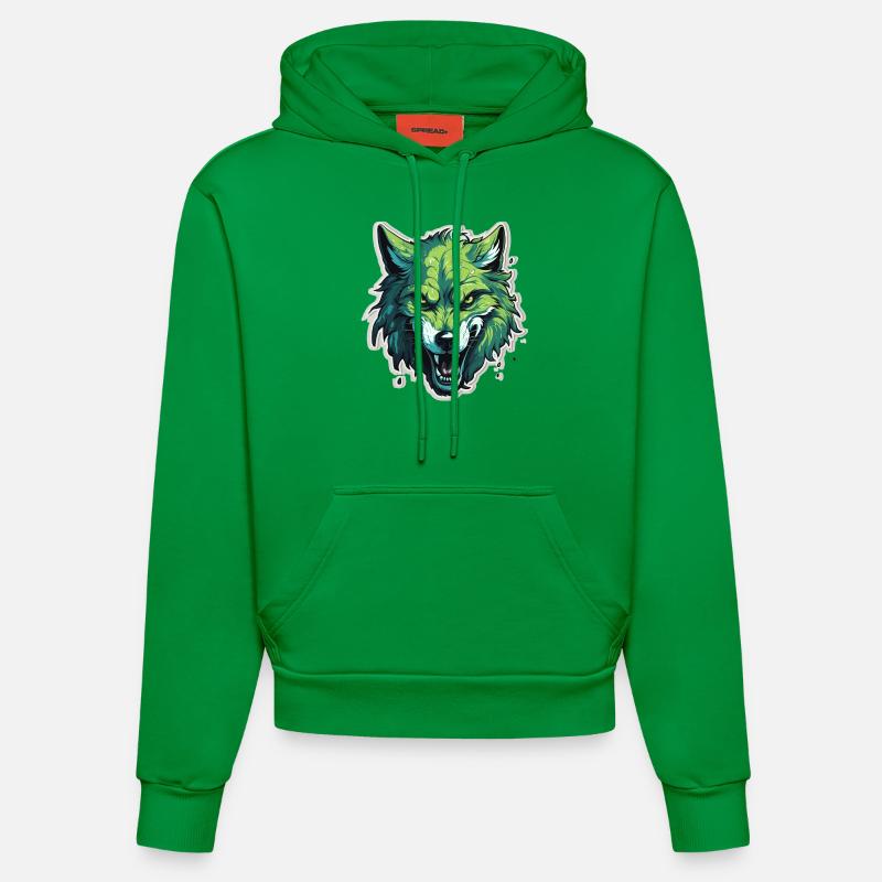 Loup - Illustration - Sweat à capuche bio ajusté fabriqué en UE - City Green