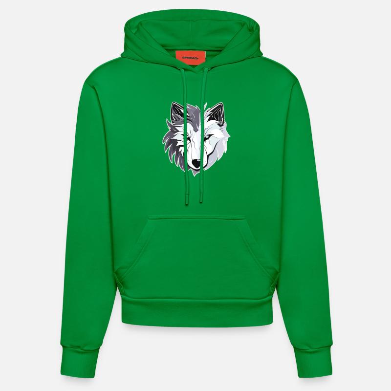 Loup - Illustration - Sweat à capuche bio ajusté fabriqué en UE - City Green