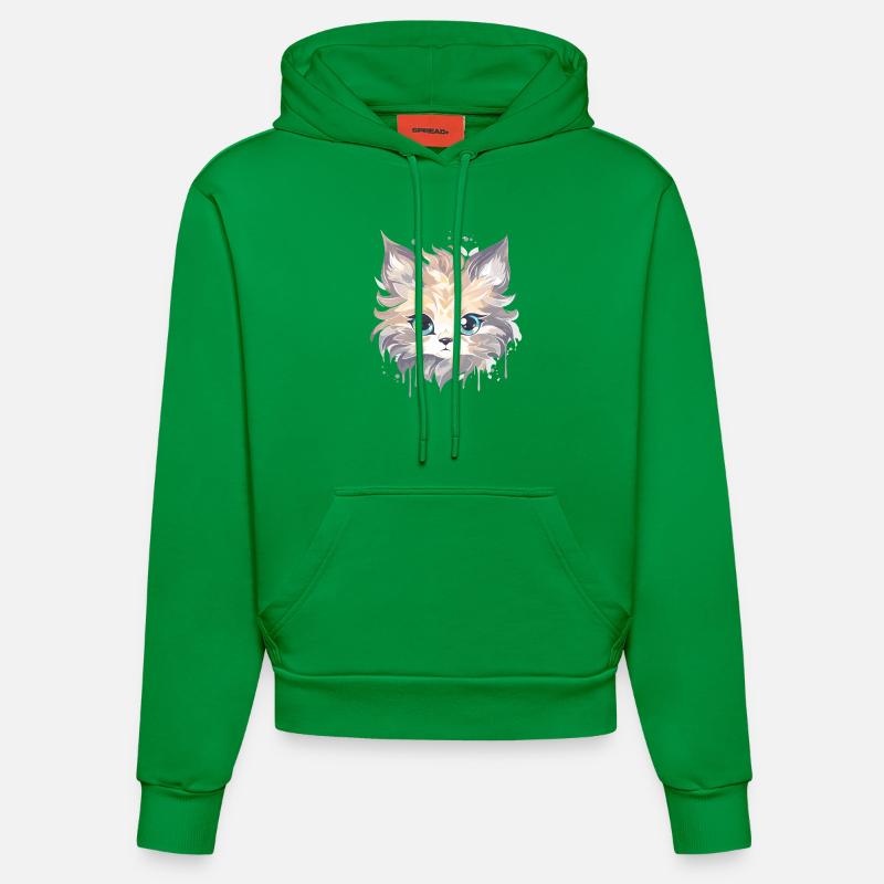 Chat - illustration - Sweat à capuche bio ajusté fabriqué en UE - City Green