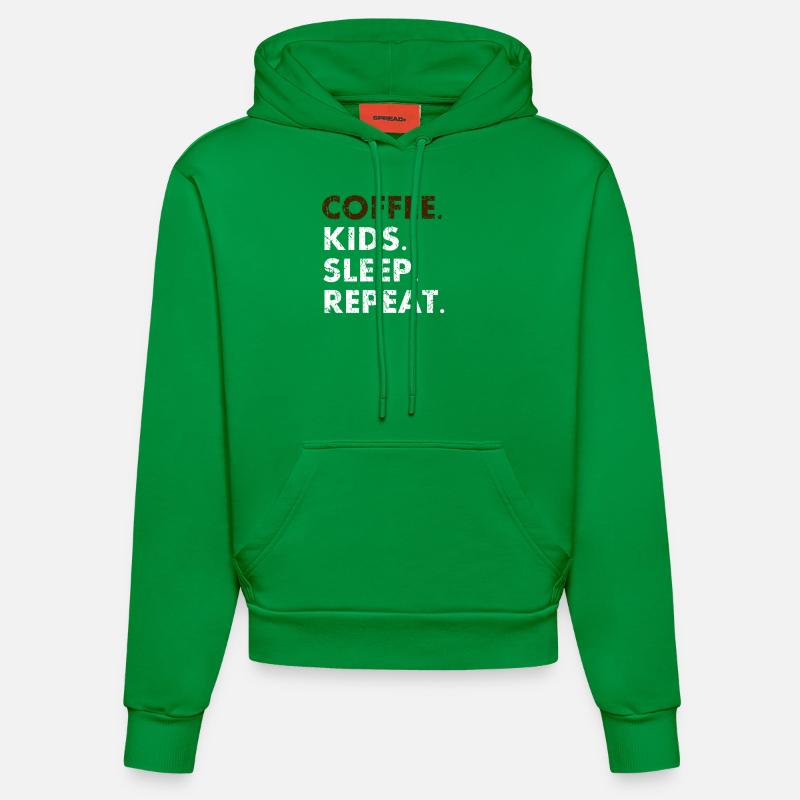Coffee.Kids.Sleep.Repeat - Sweat à capuche bio ajusté fabriqué en UE - City Green