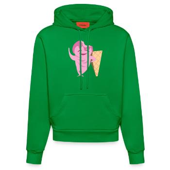 Ice cream / flirting / gift / T shirt - Organic Fitted Hoodie Made in EU - City Green - Front