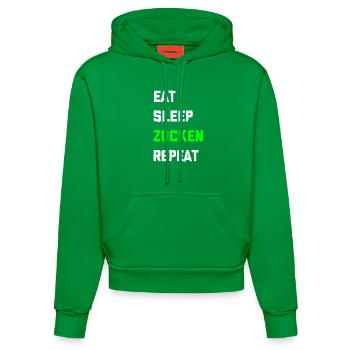 Eat sleep Zocken Repeat - Organic Fitted Hoodie Made in EU - City Green - Vorne