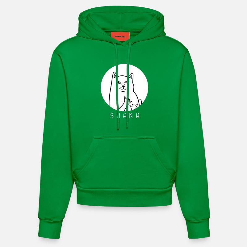 MEME CAT - Shaka - chat - chaton - Sweat à capuche bio ajusté fabriqué en UE - City Green