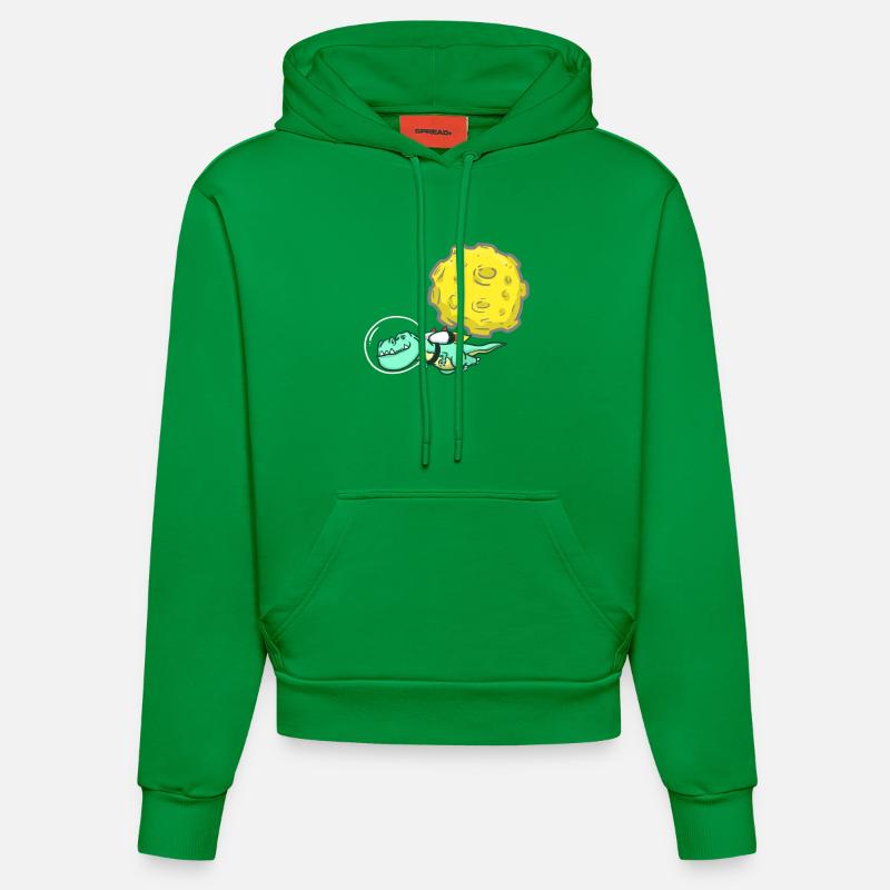 Dino - T-Rex - Lune - Espace - Astronaute - Sweat à capuche bio ajusté fabriqué en UE - City Green