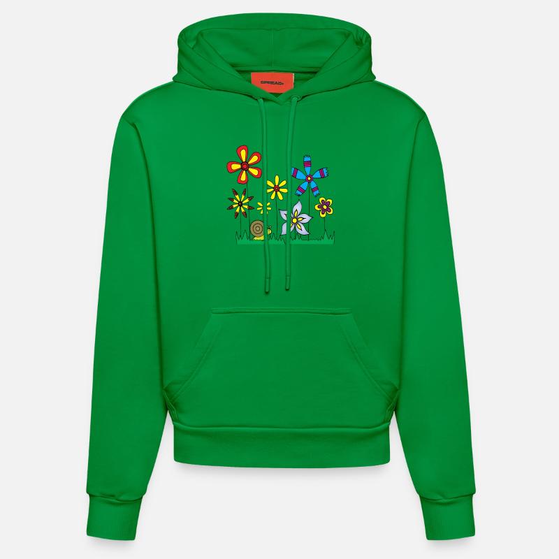 Escargot, sur, fleur, pré - Sweat à capuche bio ajusté fabriqué en UE - City Green