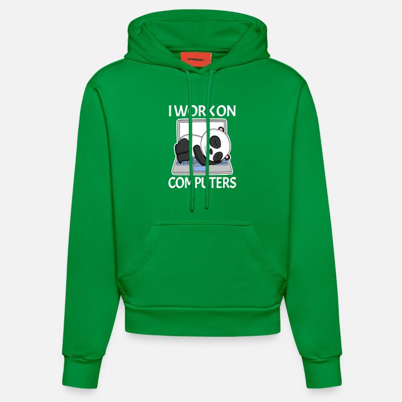 Computer Nerd Programmierer Herren Geschenk - Organic Fitted Hoodie Made in EU - City Green