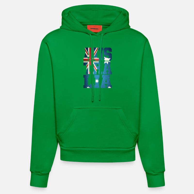 Australie avec drapeau - Sweat à capuche bio ajusté fabriqué en UE - City Green