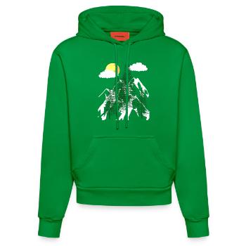 Wilderness Forest Trees Fir Trees Nature Mountains Mountains - Organic Fitted Hoodie Made in EU - City Green - Front