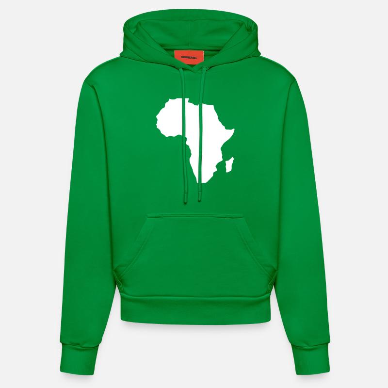 Afrique continent carte blanc - Sweat à capuche bio ajusté fabriqué en UE - City Green