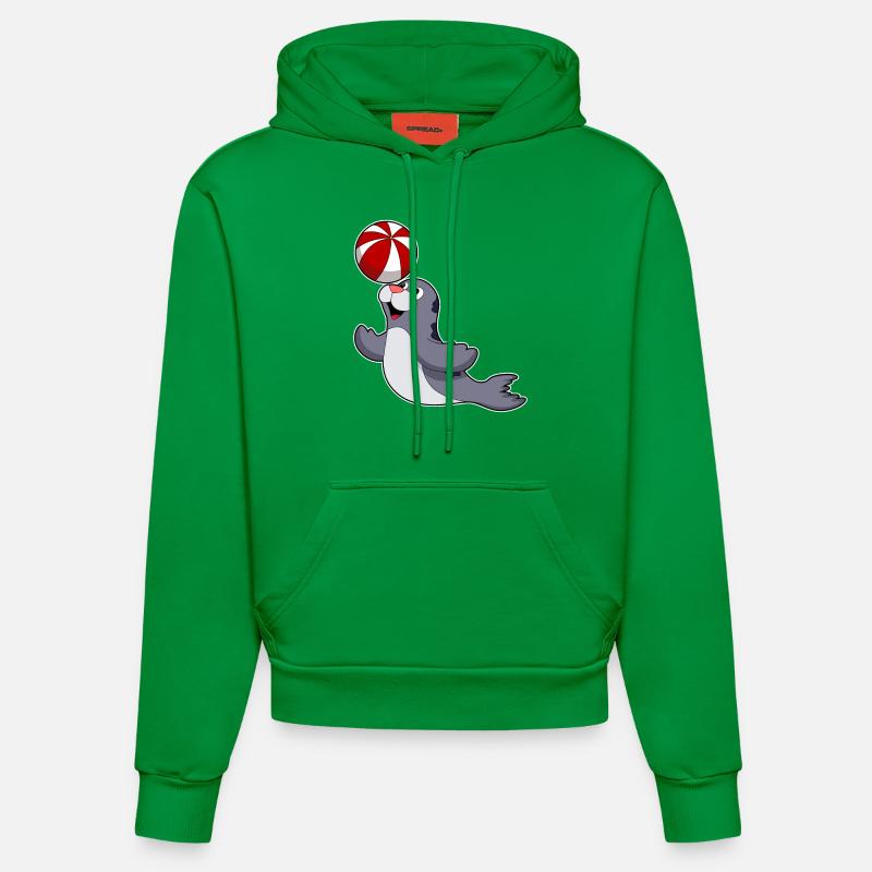Phoque avec water-polo - Sweat à capuche bio ajusté fabriqué en UE - City Green