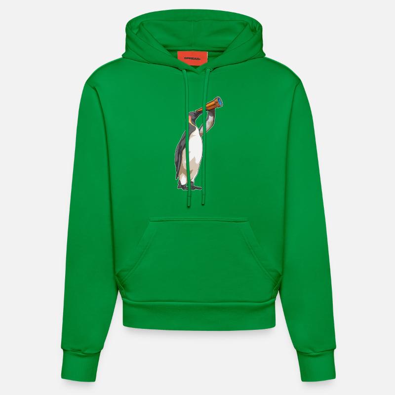 Pingouin avec télescope - Sweat à capuche bio ajusté fabriqué en UE - City Green