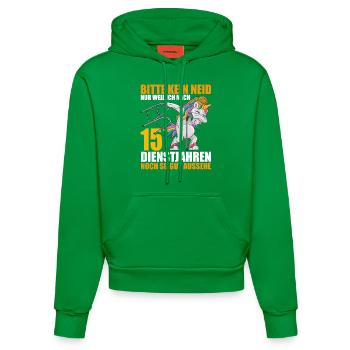 15 Jahre im Dienst 15 Jähriges Dienstjubiläum - Organic Fitted Hoodie Made in EU - City Green - Vorne