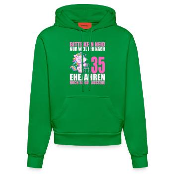 35 Jahre verheiratet lustig 35. Hochzeitstag - Organic Fitted Hoodie Made in EU - City Green - Vorne