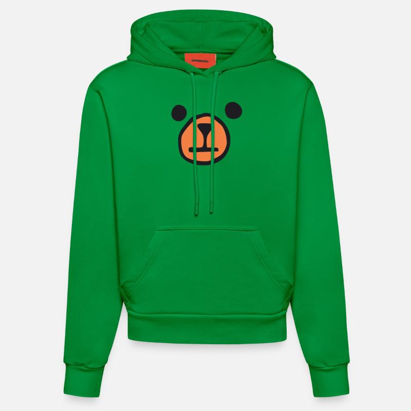 Visage d’ours - Ours - Sweat à capuche bio ajusté fabriqué en UE - City Green