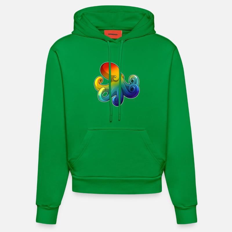 Poulpe avec arc-en-ciel - Sweat à capuche bio ajusté fabriqué en UE - City Green