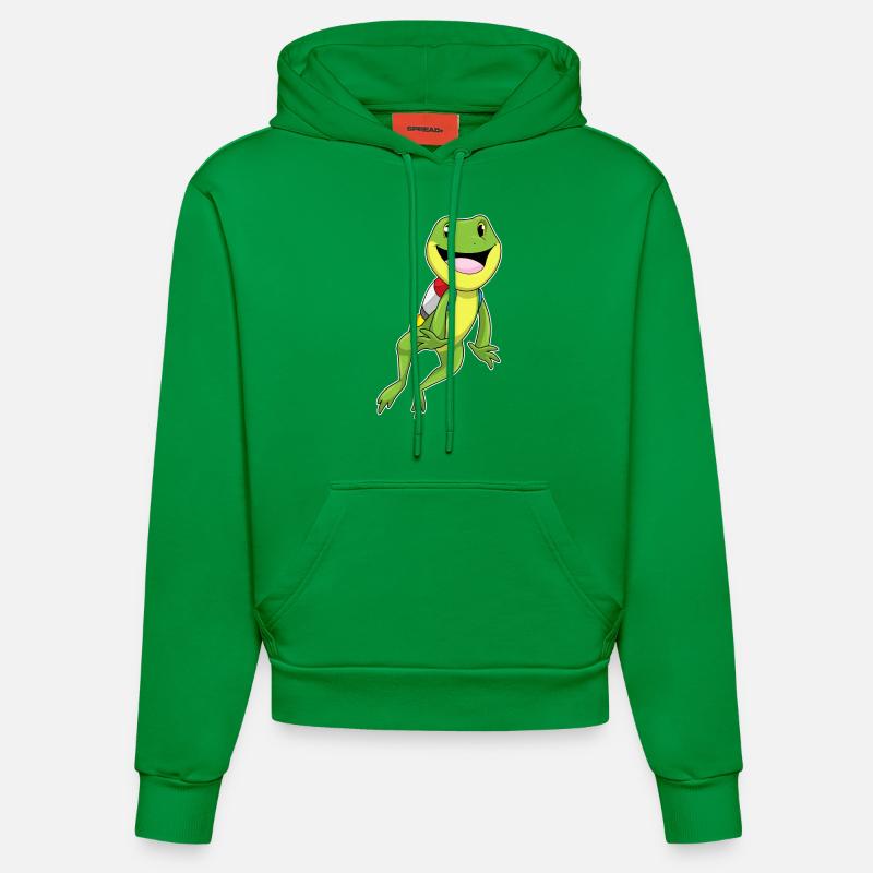 Grenouille avec jetpack - Sweat à capuche bio ajusté fabriqué en UE - City Green