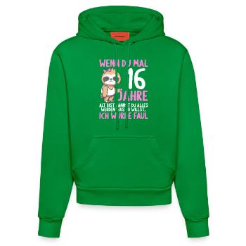 Wenn du groß bist ich wurde Faul 16. Geburtstag - Organic Fitted Hoodie Made in EU - City Green - Vorne