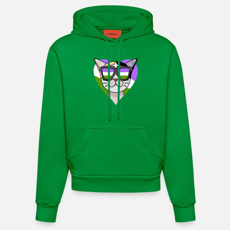 Genderqueer Chat Lgbt Bobtail japonais - Sweat à capuche bio ajusté fabriqué en UE - City Green