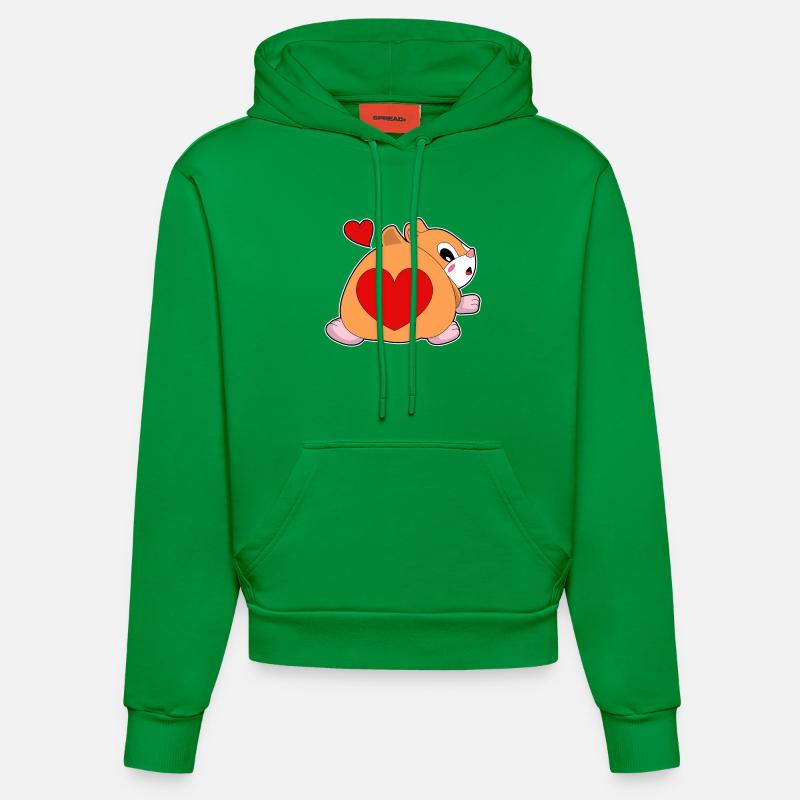 Hamster avec cœur - Sweat à capuche bio ajusté fabriqué en UE - City Green