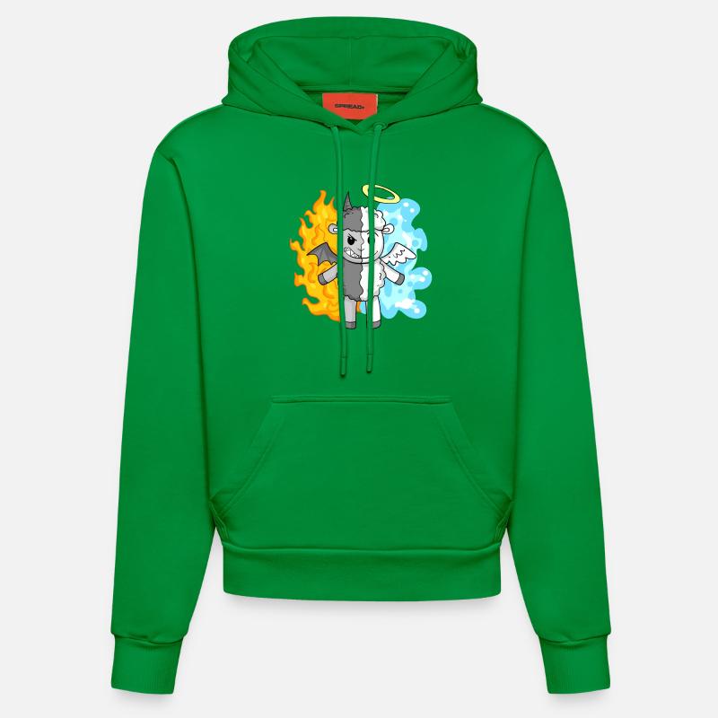 Moutons - Anges et Diables - Sweat à capuche bio ajusté fabriqué en UE - City Green
