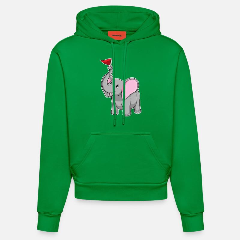 Éléphant avec drapeau - Sweat à capuche bio ajusté fabriqué en UE - City Green