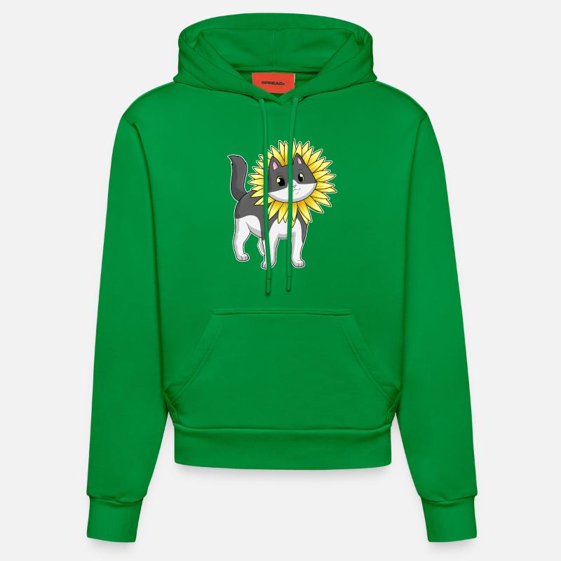 Chat au tournesol - Sweat à capuche bio ajusté fabriqué en UE - City Green
