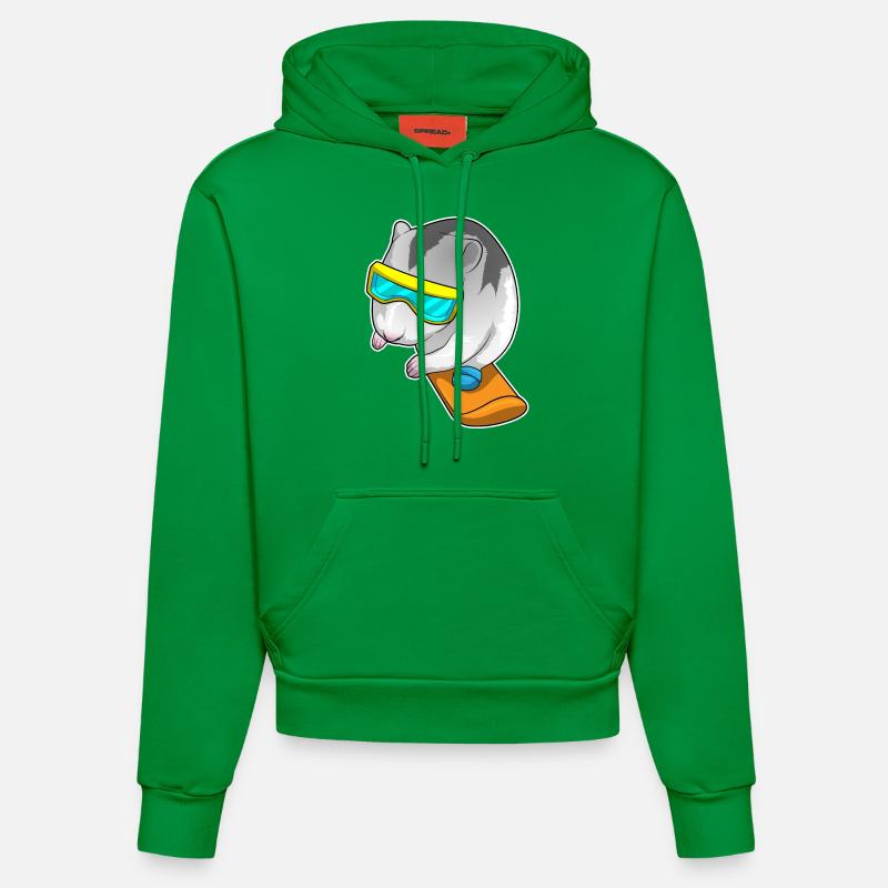 Hamster Snowboarder Snowboard - Sweat à capuche bio ajusté fabriqué en UE - City Green