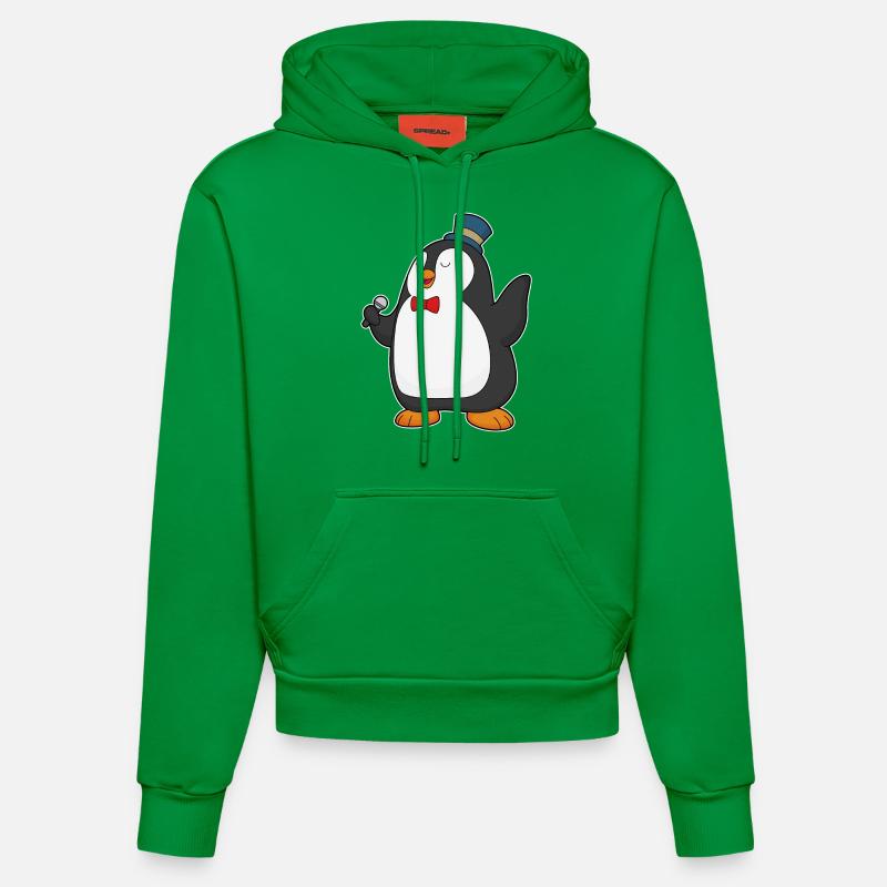 Penguin Singer Microphone - Sweat à capuche bio ajusté fabriqué en UE - City Green