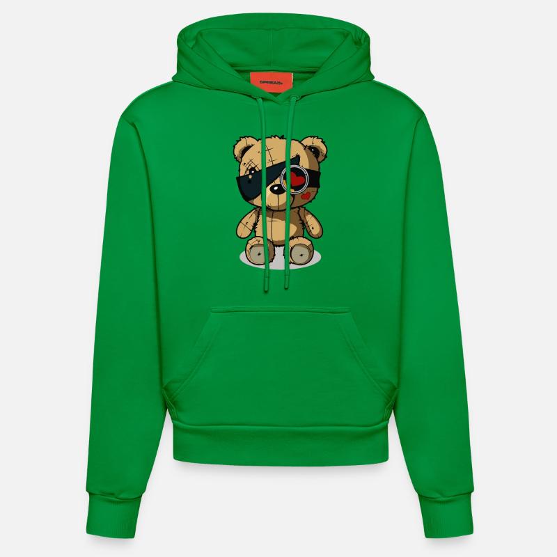 Cache-œil mignon ours - Sweat à capuche bio ajusté fabriqué en UE - City Green