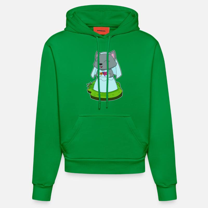 Cat Bride Fleurs Mariage - Sweat à capuche bio ajusté fabriqué en UE - City Green