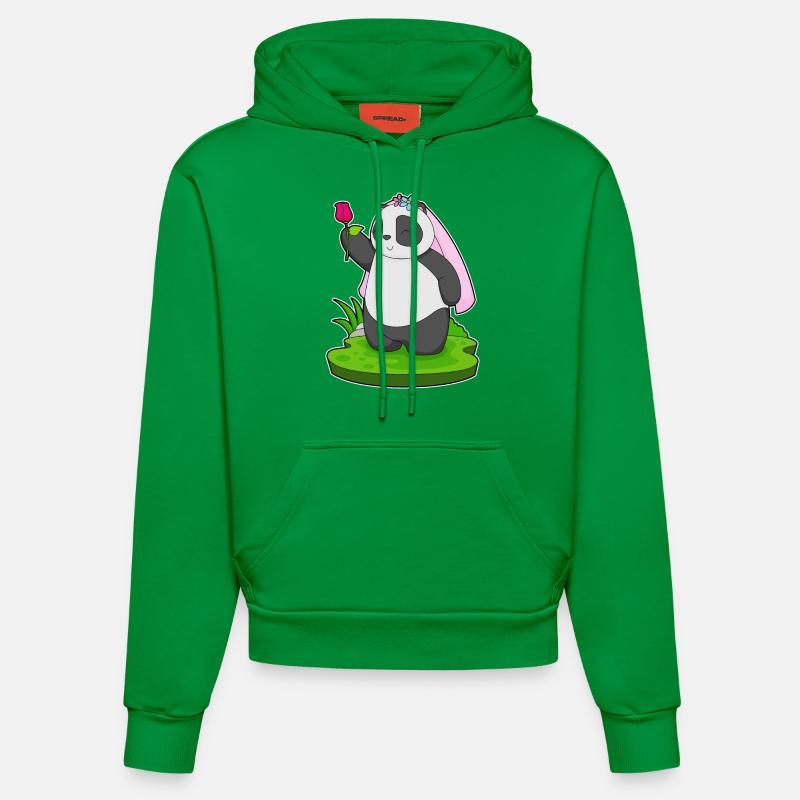 Panda Bride Rose Mariage - Sweat à capuche bio ajusté fabriqué en UE - City Green